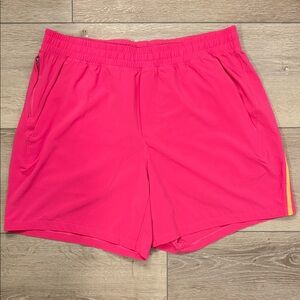 Lululemon Pace Breaker Linerless Shorts 7” Pink with Orange Shorts